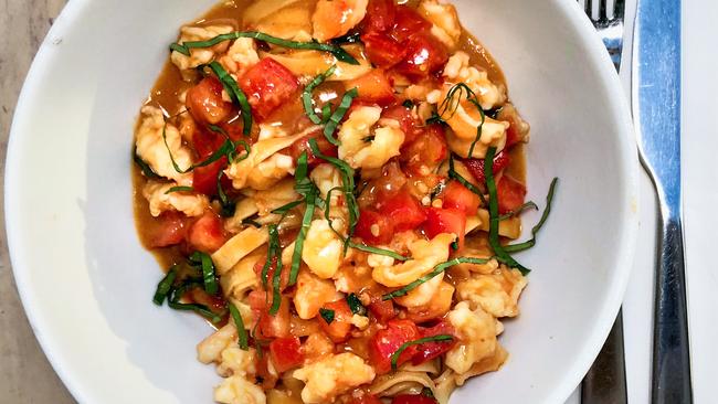 Chiosco’s tagliatelle with prawns. Picture: Jenifer Jagielski