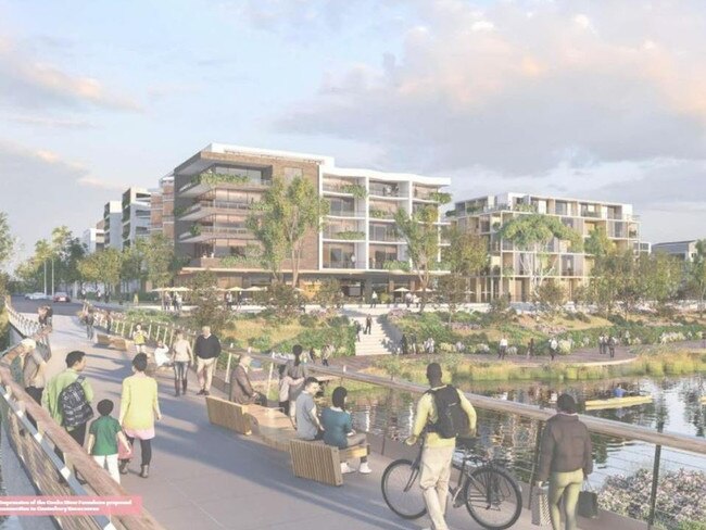 An artist's impression of the new Campsie riverfront, as Canterbury-Bankstown council plans to reshape Campsie around the Cooks River.