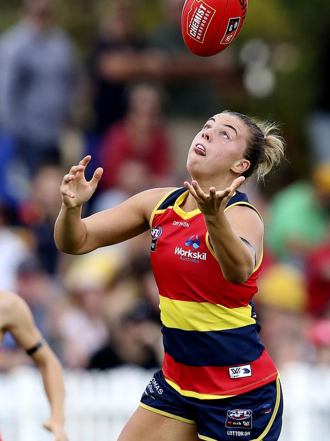 Ebony Marinoff in action for the Crows. Picture: Sarah Reed