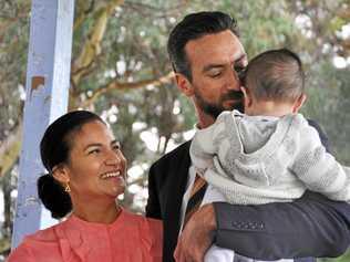 QUITTING POLITICS: Member for Perth Tim Hammond , with his wife Lindsay and seven-month-old son Tully, is resigning from Federal Parliament because of the toll it has taken on his family. Picture: AAP/REBECCA LE MAY