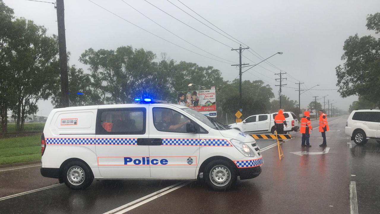 Abbott Street closed during flash floods. Picture: Evan Morgan