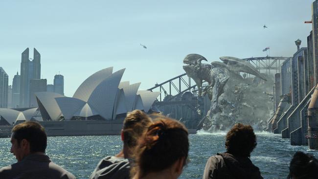 A Kaiju attacks Sydney Harbour in <i>Pacific Rim</i>.