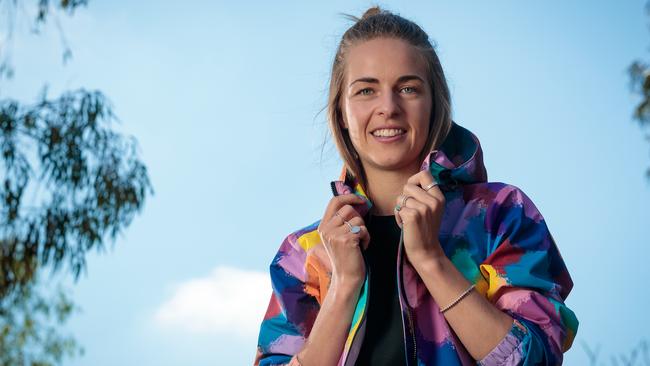 Rhianna Knight’s brand Mister Timbuktu creates activewear and jackets (pictured) from plastic bottles and fishing nets. Picture: Mark Dadswell