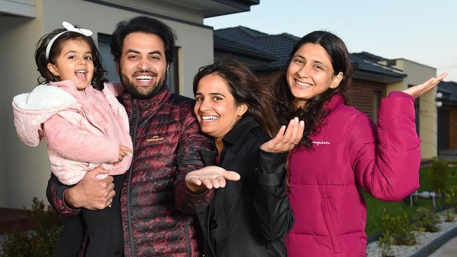 Rohit Hooda, wife Garima, daughter Anayra and sister-in-law Aayu live in the booming western suburbs. Picture: Josie Hayden