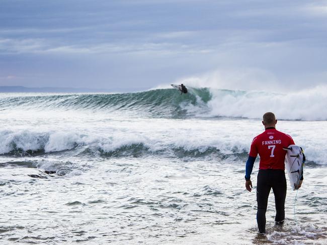 Mick Fanning at Jeffrey's Bay after the shark attack.