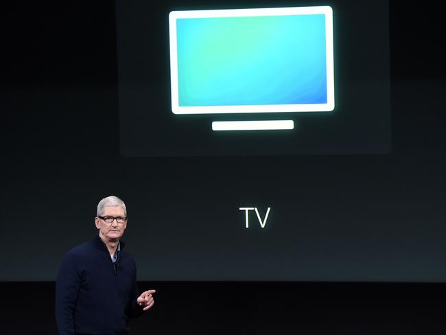 Apple CEO Tim Cook introduces the new Apple TV app.  Picture:  AFP