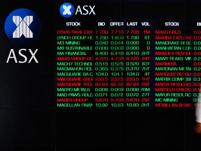 SYDNEY, AUSTRALIA - NewsWire Photos, October 29 2024. GENERIC. Stocks. Finance. Economy. Stock price ticker of the Australian Stock Exchange, ASX, at their offices on Bridge Street. Picture: NewsWire / Max Mason-Hubers