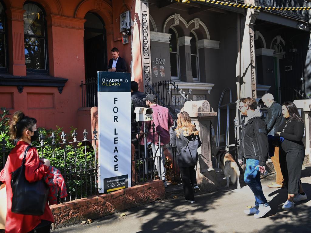 Sydney-siders view properties in Surry Hills for rent as prospective tenants are having difficulties securing rental properties. Picture: NCA NewsWire / Jeremy Piper