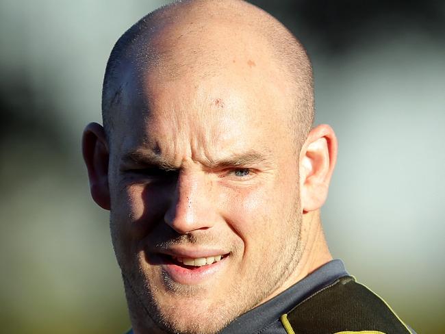 Hooker Stephen Moore during warm up for Wallabies Training at St Joseph's College Hunters Hill