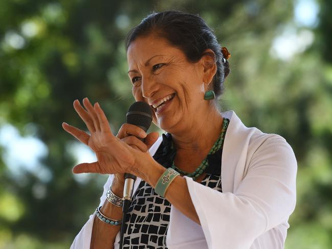 Deb Haaland of New Mexico, beat Janice Arnold-Jones, a Republican, and Lloyd Princeton, a Libertarian. Picture: Mark Ralston/AFP