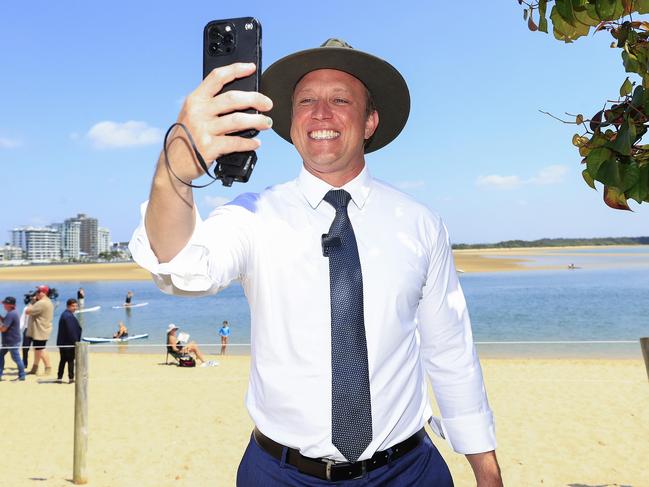 Premier Steven Miles visits the Cotton Tree Caravan Park and Labor candidate Naomi McQueen on the Sunshine Coast.  Pics Adam Head