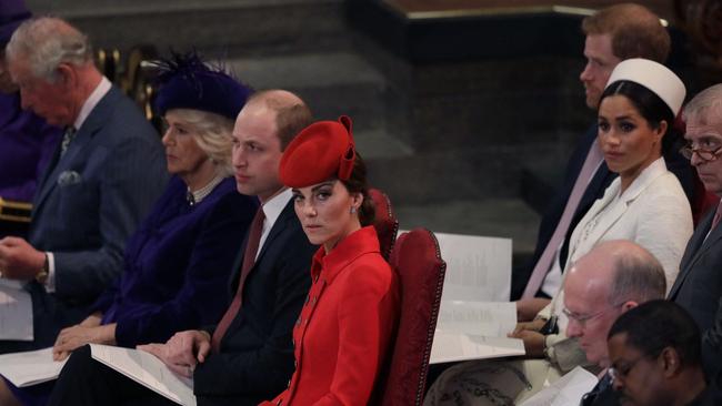 Prince William, Kate Middleton, Prince Harry and Meghan Markle have decided to avoid an awkward family reunion despite being metres away from each other. Picture: Kirsty Wigglesworth / POOL / AFP.