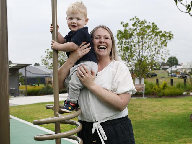 DAILY TELEGRAPH 29TH NOVEMBER 2024Pictured in Menangle in south west Sydney is Casandra Stewart with her 18 month old son Max.Cassandra and her partner Mathew have recently purchased land at Menangle to build their dream home for the family.The area has become a hotspot for families to buy in.Picture: Richard Dobson