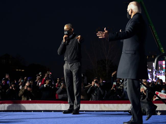 Former US president Barack Obama introduces Democratic Presidential candidate and former US vice president Joe Biden during an event in Detroit, Michigan. Picture: AFP