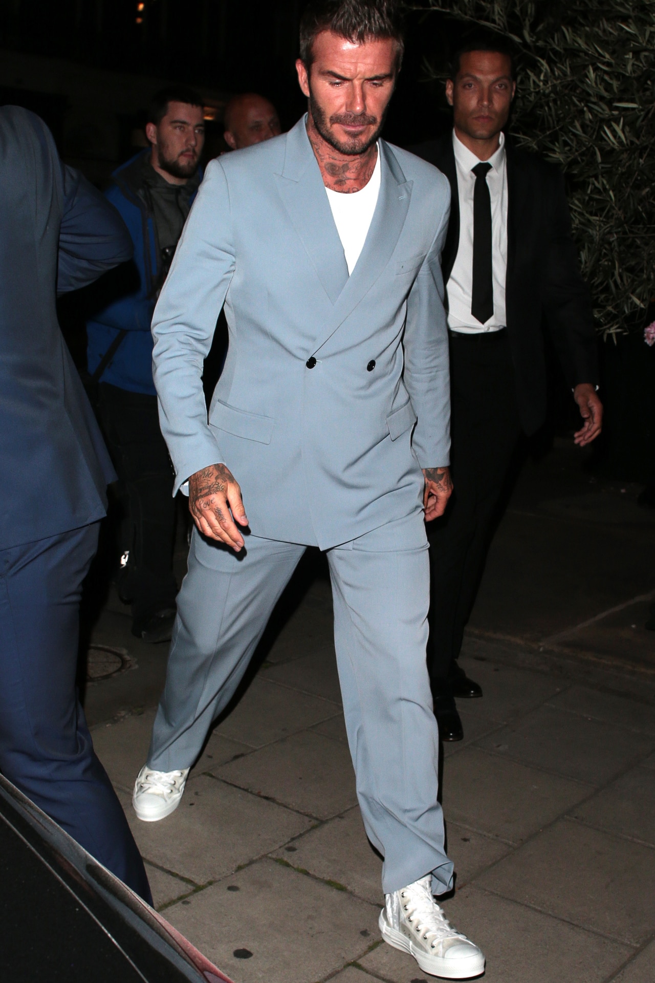 <h2>2019</h2><p>&nbsp;</p><p><a href="https://www.gq.com.au/style/celebrity/menswear-sky-blue-red-carpet-trend/image-gallery/46e9b664f59af697b235cce86270c804" target="_blank" rel="noopener">Sky blue suit</a> with trainers, formality is Beckham's plaything in the suiting game.&nbsp;</p>