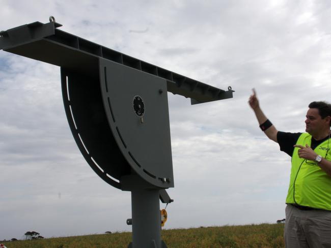 The rocket pedestal where the DART rocket will launch today at Southern Launch’s Koonibba site in South Australia. Picture: DEWC Systems