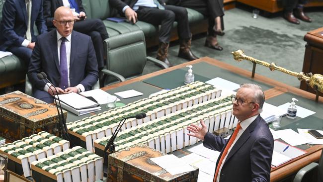 Peter Dutton and Anthony Albanese during Question Time at Parliament House in Canberra. Picture: Martin Ollman/NewsWire