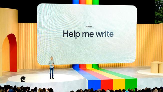 Google CEO Sundar Pichai speaks during the Google I/O keynote session at Shoreline Amphitheatre in Mountain View, California, on Wednesday. Picture: Josh Edelson/AFP