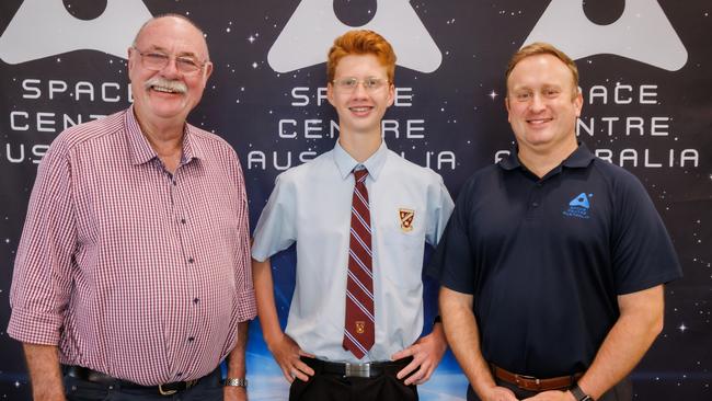 Leichhardt MP Warren Entsch, Mareeba State High School student Toby Fealy and SCA CEO James Palmer. Picture: Colyn Huber