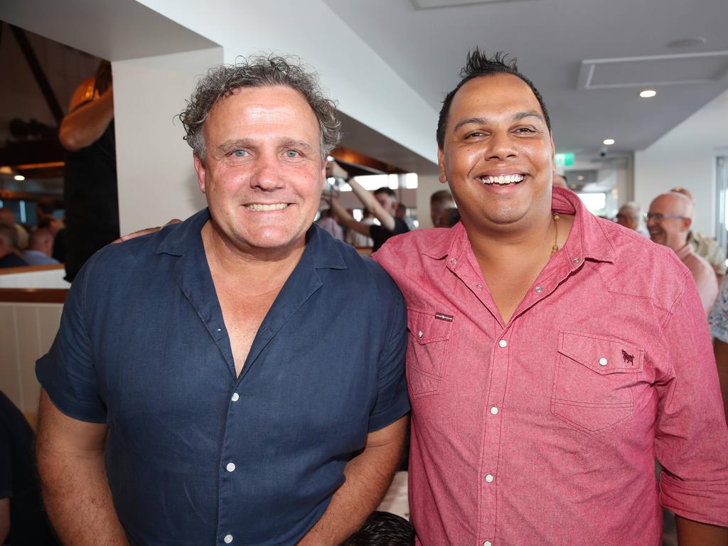 Ian Giles and Nolan Fuazudeen at the BMD Northcliffe SLSC Sportsman’s Luncheon. Picture: Glenn Hampson.