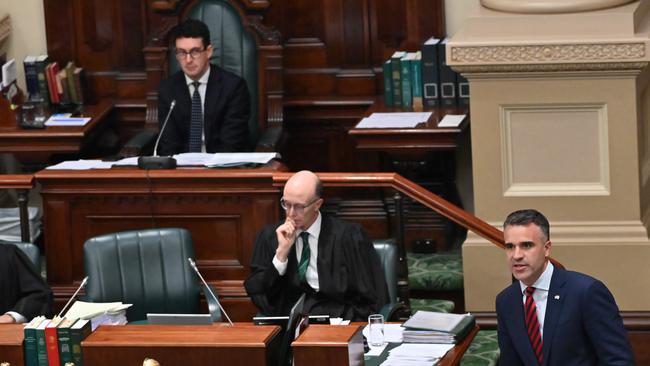 Speaker Dan Cregan and the-then Opposition Leader Peter Malinauskas in parliamentary question time on November 18 last year. Picture: Keryn Stevens