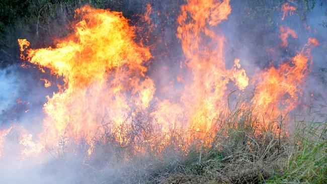 Queensland Fire and Rescue Officers control a bushfire on Fisherman's Road, Maroochydore. Picture: Warren Lynam / Sunshine Coast Daily