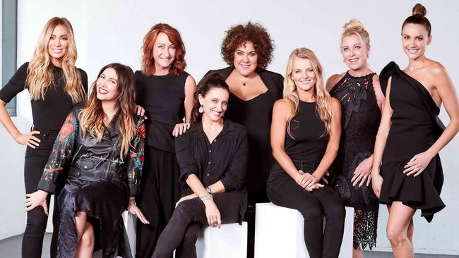 Channel 7's Ladies' Night cast Nadia Bartel, Ella Hooper, Lynne McGranger, Casey Donovan, Georgie Parker, Simone Callahan, Lisa Curry and Rachael Finch. Picture: Channel 7