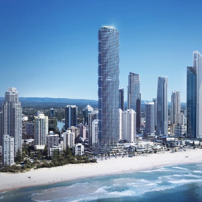 Forise Holdings' $1.2 billion Spirit tower will rise 300 metres above the Gold Coast when it's completed, making it Australia's third tallest residential tower. Supplied