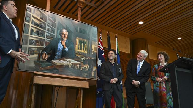 Kevin Rudd’s official portrait was unveiled on Thursday. Picture: NCA NewsWire / Martin Ollman