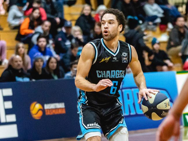 Tad Dufelmeler snak 30 points for the Hobart Chargers. Picture: Linda Higginson