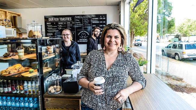 KIK Coffee founder Louise Nobes at the new Salisbury cafe. Picture: AAP/Roy VanDerVegt