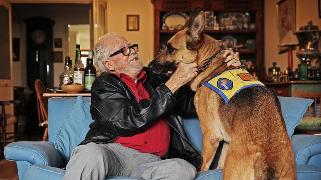 Retiree John Murphy and his German Shepherd dog Rex. Picture: Sam Ruttyn