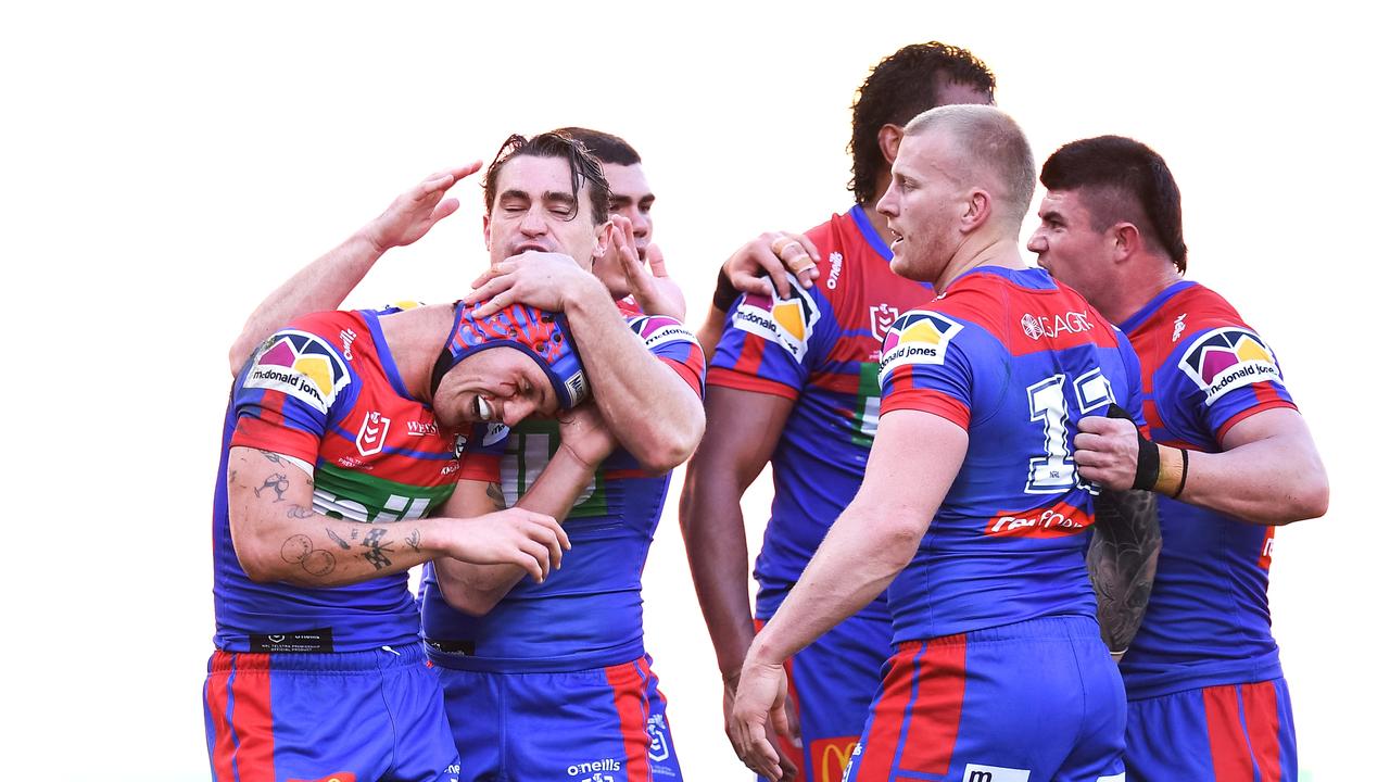 The Knights can sew up a spot in the eight with a win over the last-placed Bulldogs... but history says it might not be as easy as it sounds. (Photo by Handout/NRL Photos via Getty Images )
