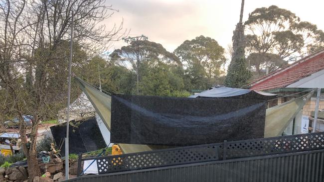 Mr Roediger has covered much of his yard with a tarp. Picture: supplied