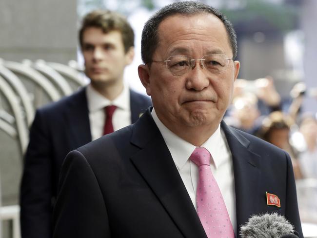 North Korea’s Foreign Minister Ri Yong-ho accused Mr Trump of ‘setting a fuse of war’ with his September speech at the United Nations. Picture: Richard Drew/AP