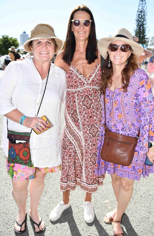 Tracy Bange, Erin Podlich and Stacey Elliott at Caloundra Music Festival. Picture: Patrick Woods.