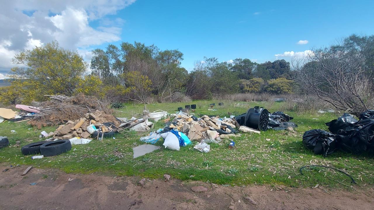 The dumped waste was confirmed to be located on private land which borders the Anstey Hill Recreation Park. Picture: Facebook