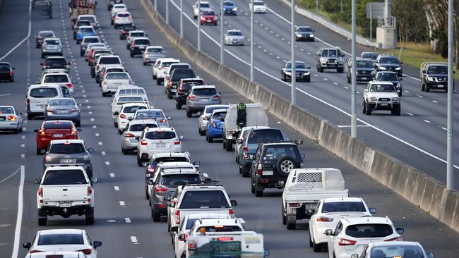 Traffic on the Bruce Highway pictured from the Linkfield Rd overpass at Bald Hills. Picture: AAP/Josh Woning