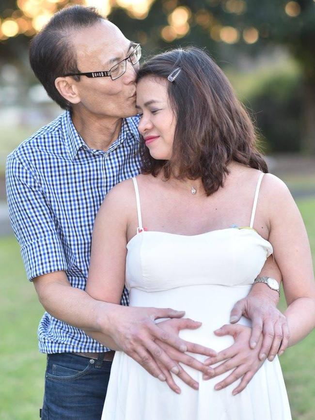 Mr Ledinh (pictured with wife Ngo Thu Huong) was gunned down in a daylight execution as he sat outside the Happy Cup Cafe in Bankstown on January 23, 2018. Picture: Facebook