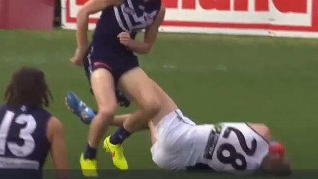 Jay Schulz concussion – Round 23, 2014 Port v Carlton. Picture: Supplied