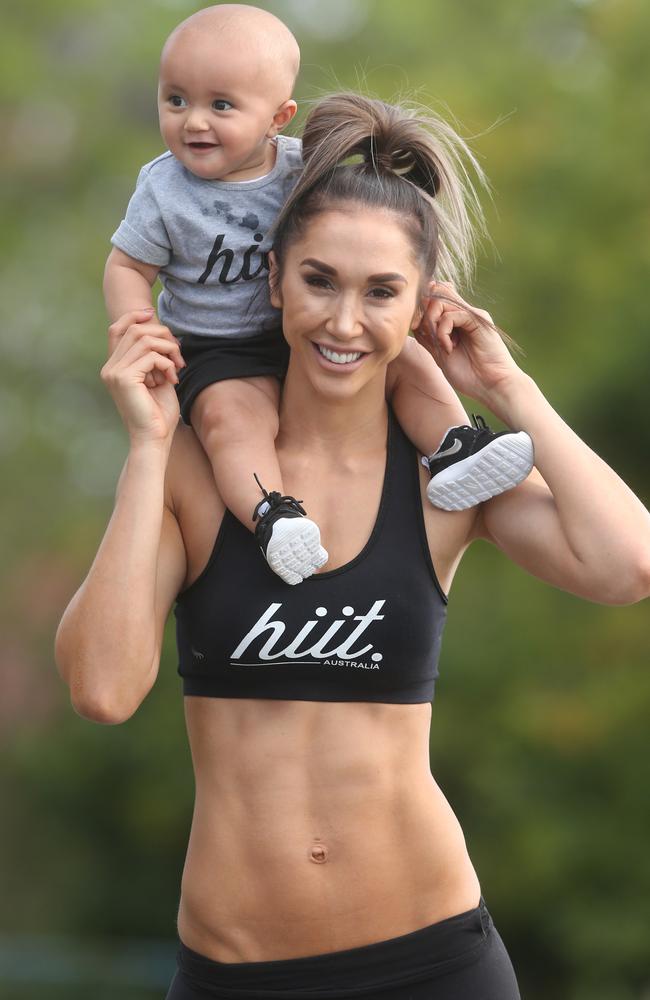 Chontel Duncan kept fit during her pregnancy with her son Jeremiah. Picture: Jono Searle.