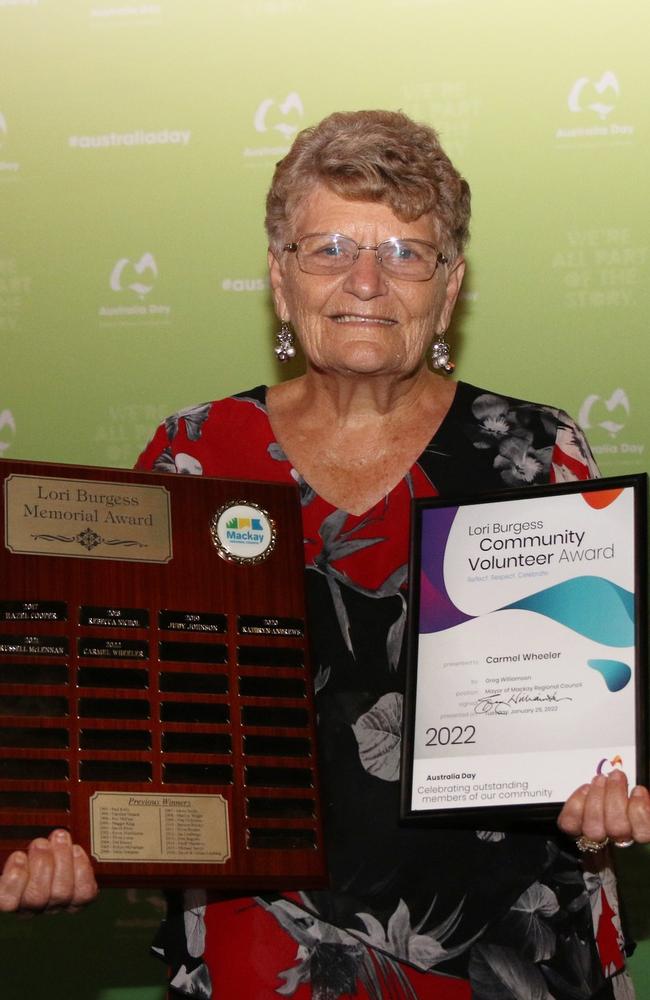 Carmel Wheeler won the Lori Burgess Community Volunteer Award at Mackay Regional Council's 2022 Australia Day awards.