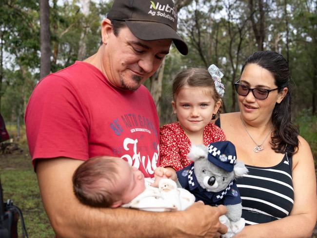 Nathaniel and Julie Pedler with their two children, baby Blake and Heidi. Photo: Queensland Police Service