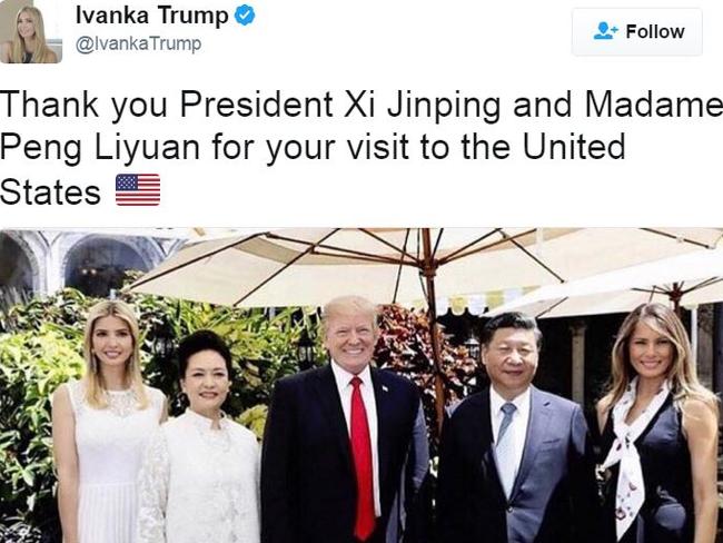 Ivanka Trump tweeted a happy snap during the Chinese President’s visit. Social media hated it.