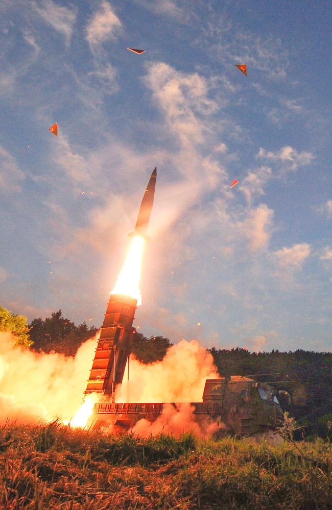 South Korea's missile system firing Hyunmoo-2 missile into the East Sea. Picture: AFP