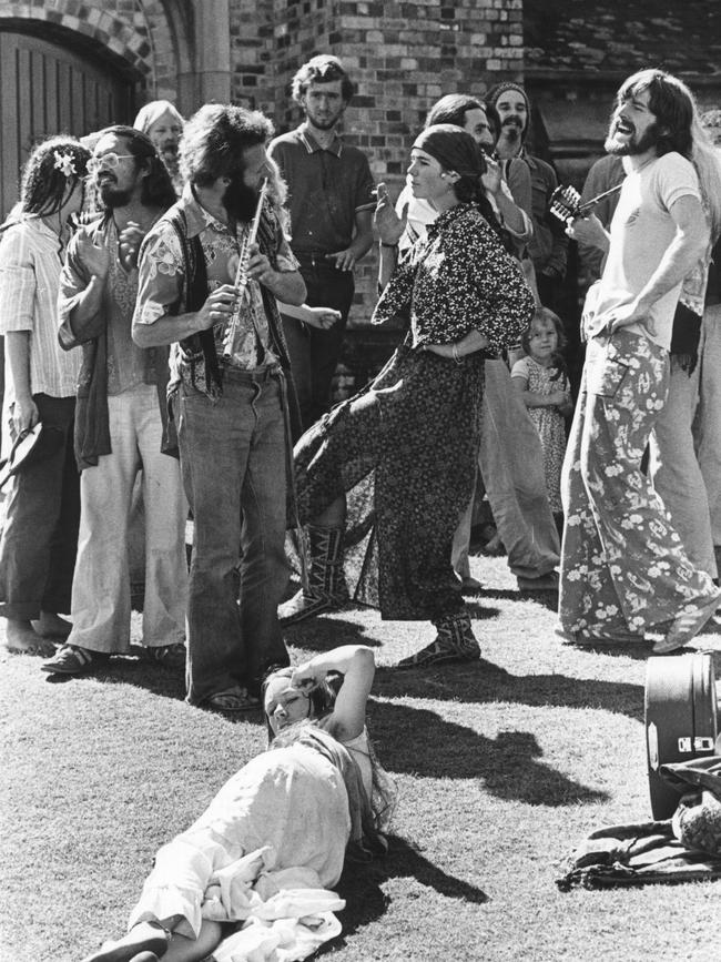 Conservationists protesting the logging of Terania Creek outside Lismore in 1979.