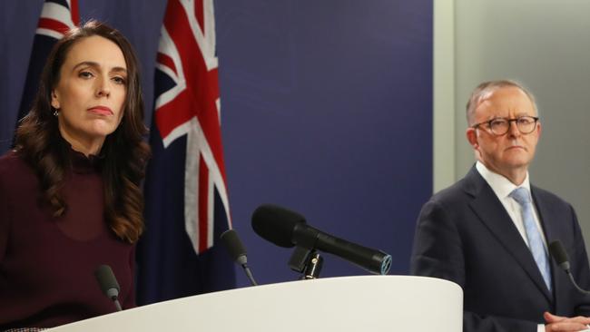 New Zealand Prime Minister Jacinda Ardern speaks during a joint press conference with her Australian counterpart Anthony Albanese on Friday in Sydney. Picture: Lisa Maree Williams/Getty Images