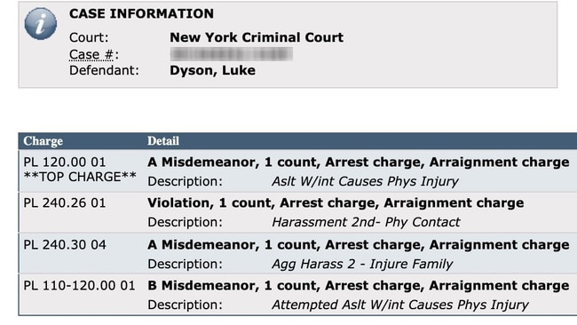 Jordan De Goey / Luke Dyson electronic charge sheets. Picture: News Network