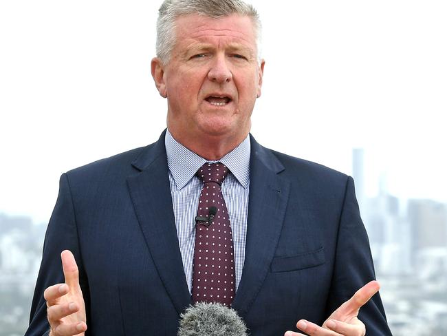 Pat Condren makes a rates announcement in response to coronavirus at a press conference on Mt Cootha Brisbane.Tuesday March 24, 2020. (AAP image, John Gass)