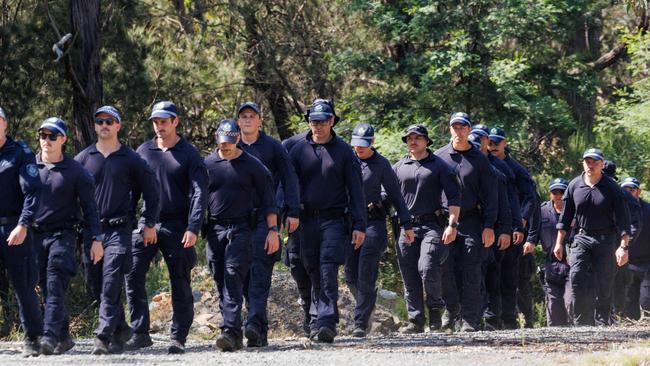 Police investigate a crime scene on Jerrara Rd in Bungonia, where the bodies of Jesse Baird and Luke Davies were discovered. Picture: NCA NewsWire / Max Mason-Hubers